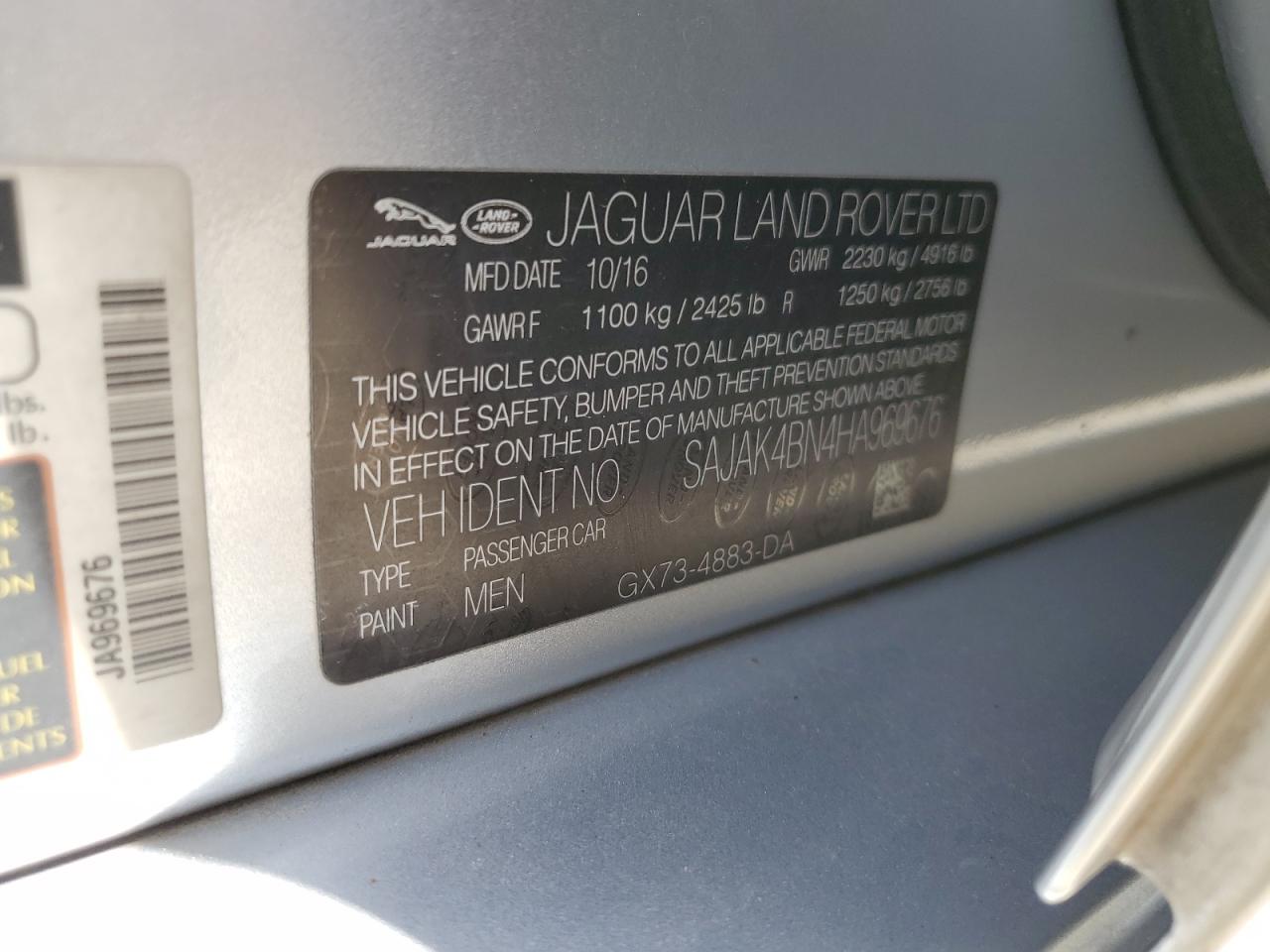 SAJAK4BN4HA969676 2017 Jaguar Xe Prestige