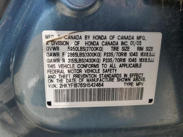 2005 Honda Pilot Exl VIN: 2HKYF18765H542464 Lot: 59317914