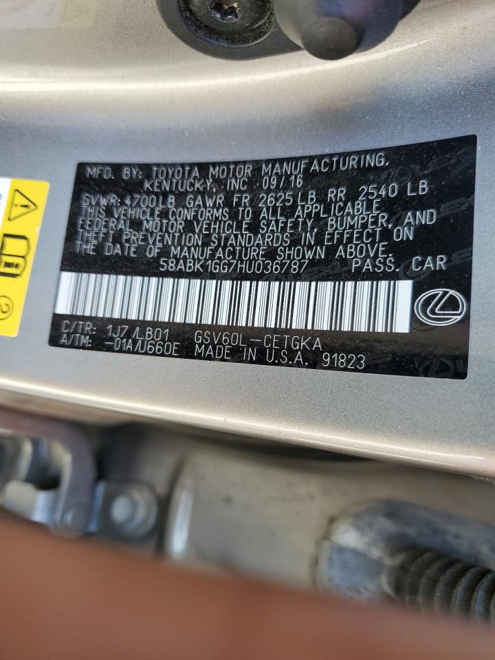 58ABK1GG7HU036787 2017 Lexus Es 350