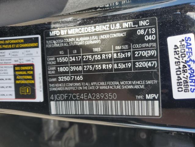 4JGDF7CE4EA289350 2014 Mercedes-Benz Gl 450 4Matic