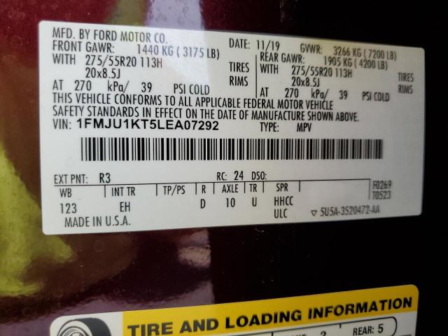 2020 Ford Expedition Limited VIN: 1FMJU1KT5LEA07292 Lot: 58822764