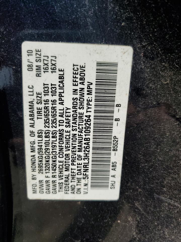 5FNRL3H26AB109264 2010 Honda Odyssey Lx