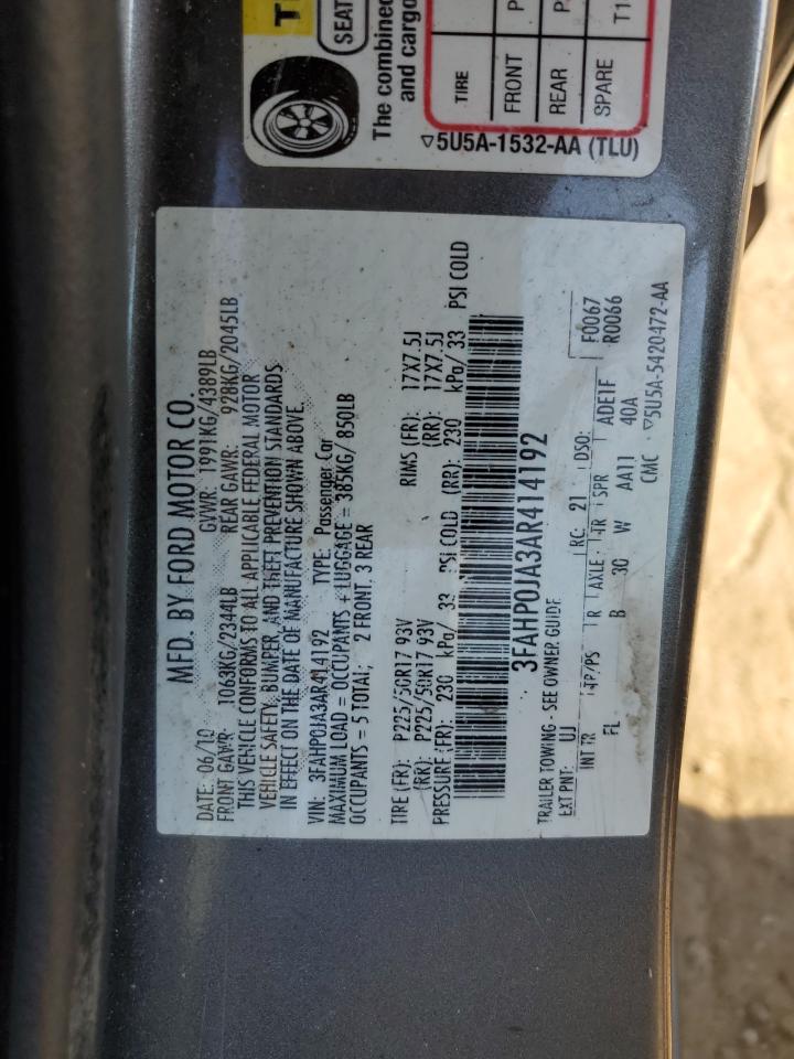 3FAHP0JA3AR414192 2010 Ford Fusion Sel