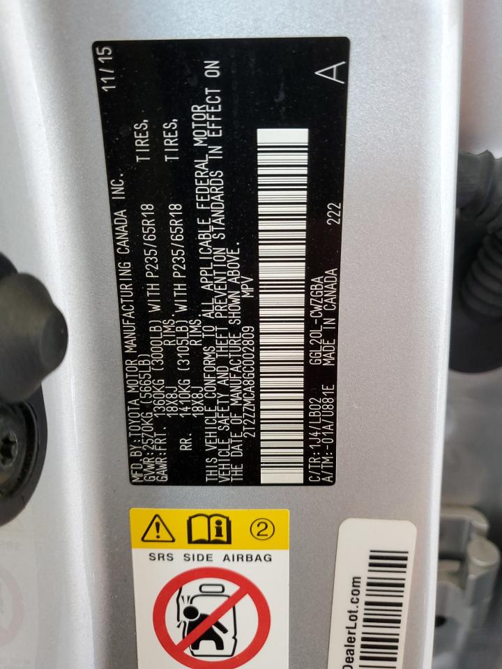 2T2ZZMCA8GC002809 2016 Lexus Rx 350