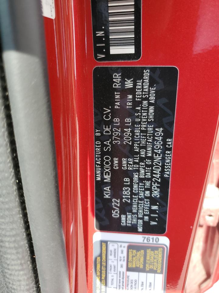 3KPF24AD2NE496494 2022 Kia Forte Fe