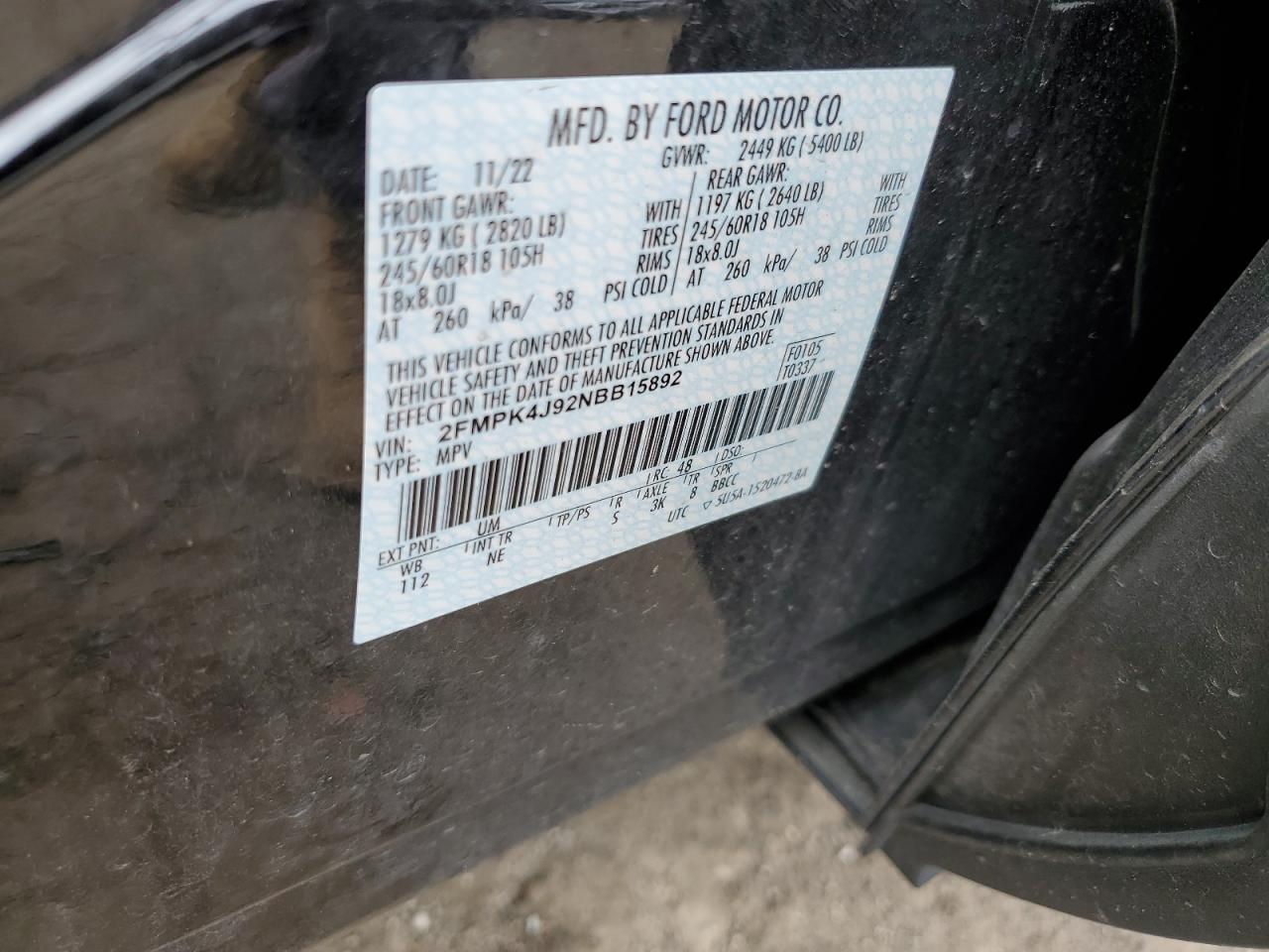 2FMPK4J92NBB15892 2022 Ford Edge Sel