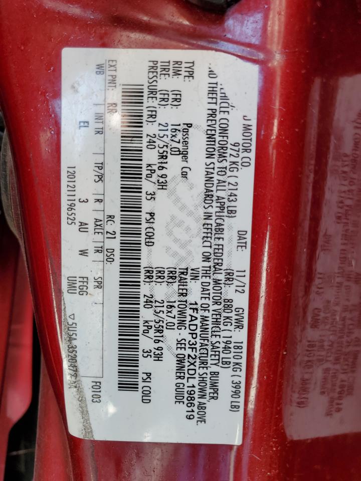 1FADP3F2XDL198619 2013 Ford Focus Se