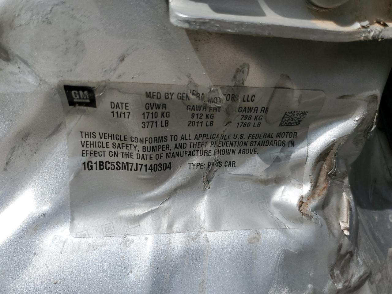 1G1BC5SM7J7140304 CHEVROLET CRUZE 2018