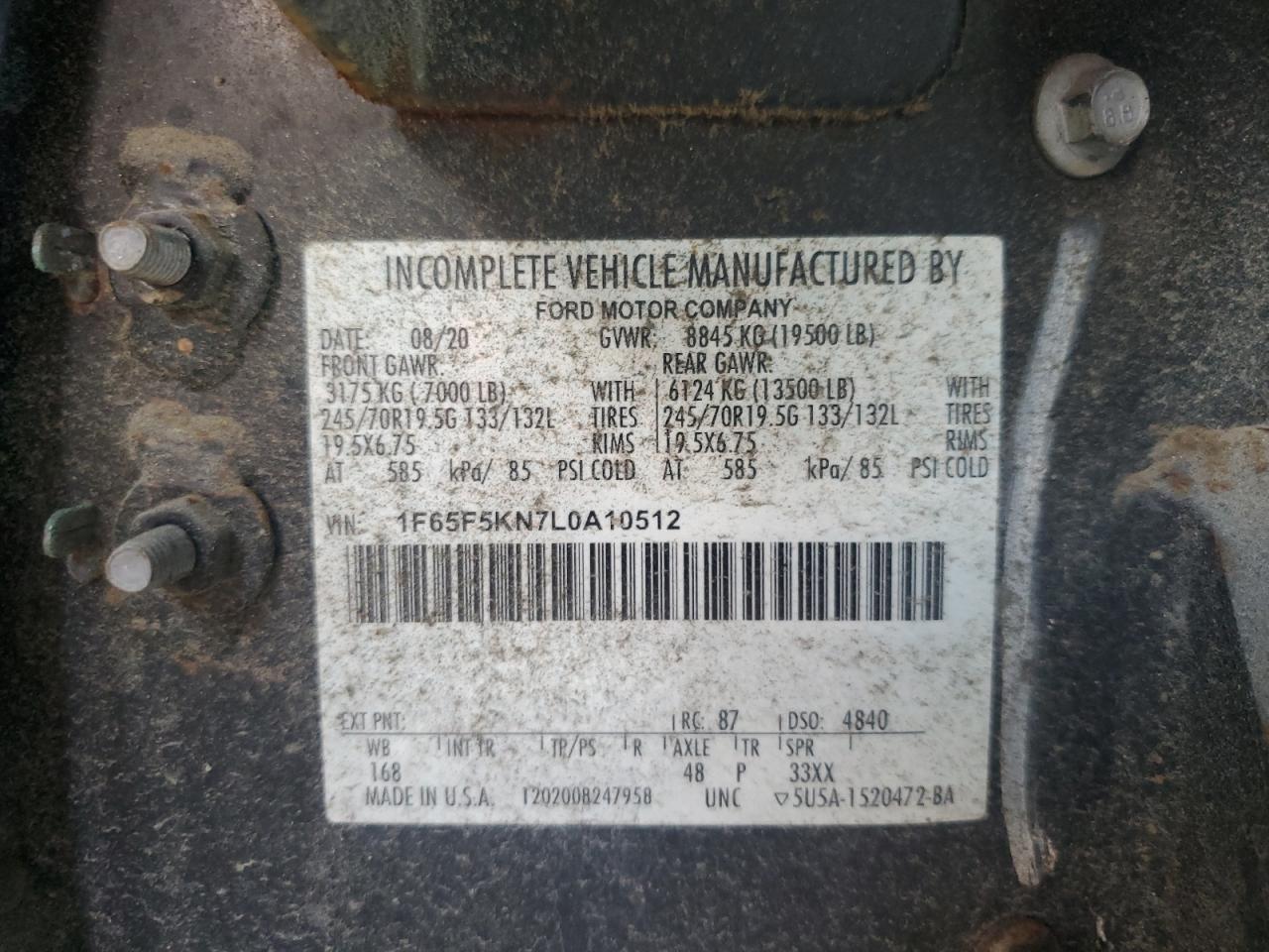 1F65F5KN7L0A10512 FORD All Models 2020