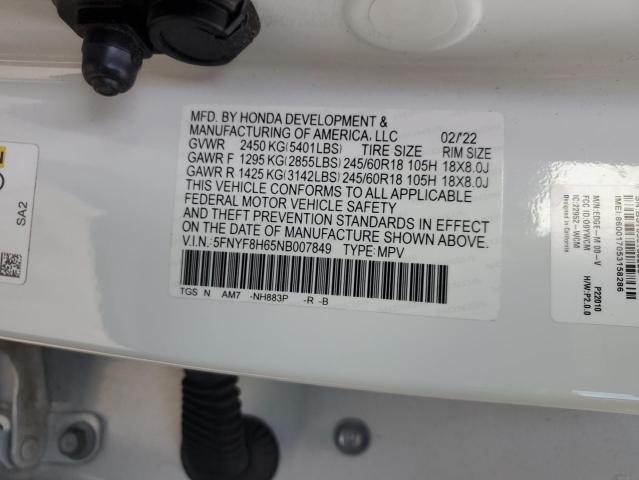 2022 Honda Passport Trail Sport VIN: 5FNYF8H65NB007849 Lot: 58248604