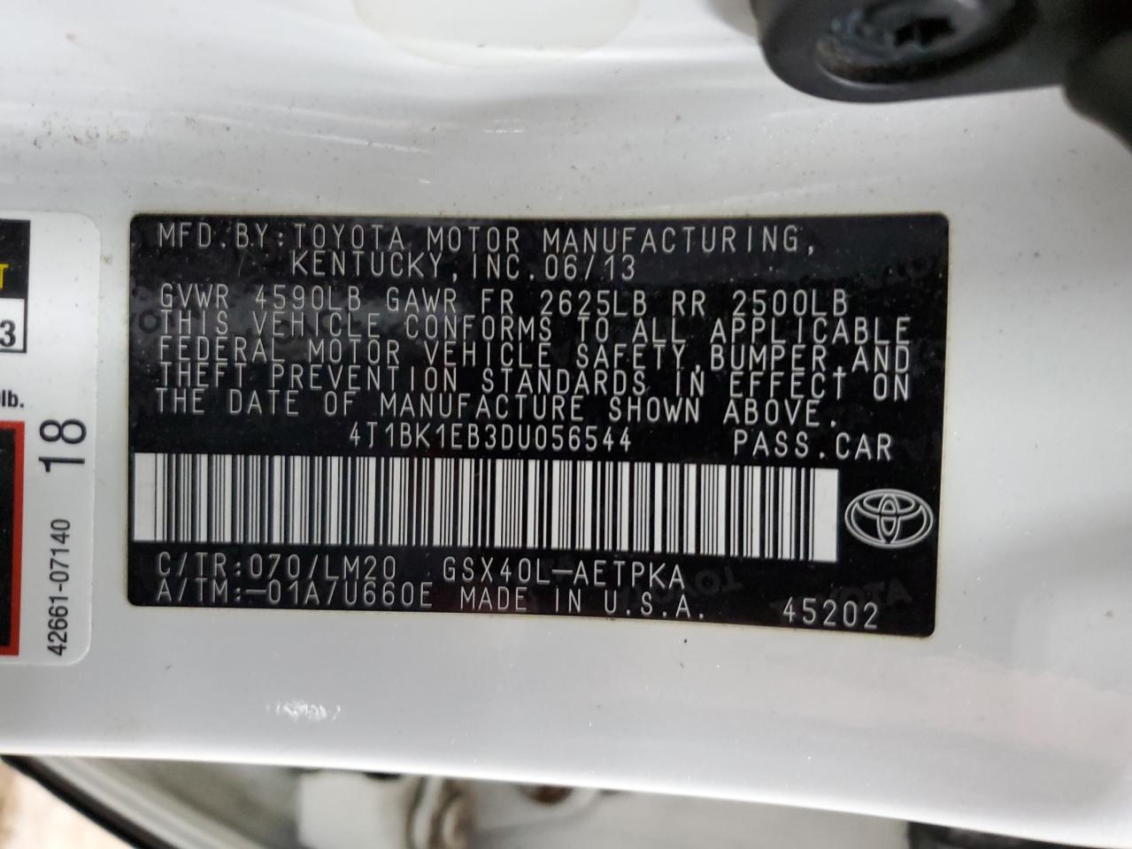 4T1BK1EB3DU056544 2013 Toyota Avalon Base