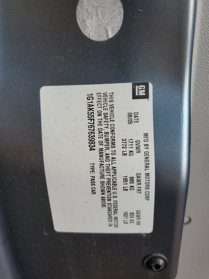 1G1AK55F767639834 2006 Chevrolet Cobalt Ls