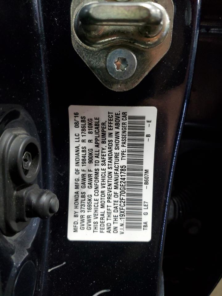 19XFC2F70GE241785 HONDA CIVIC 2016