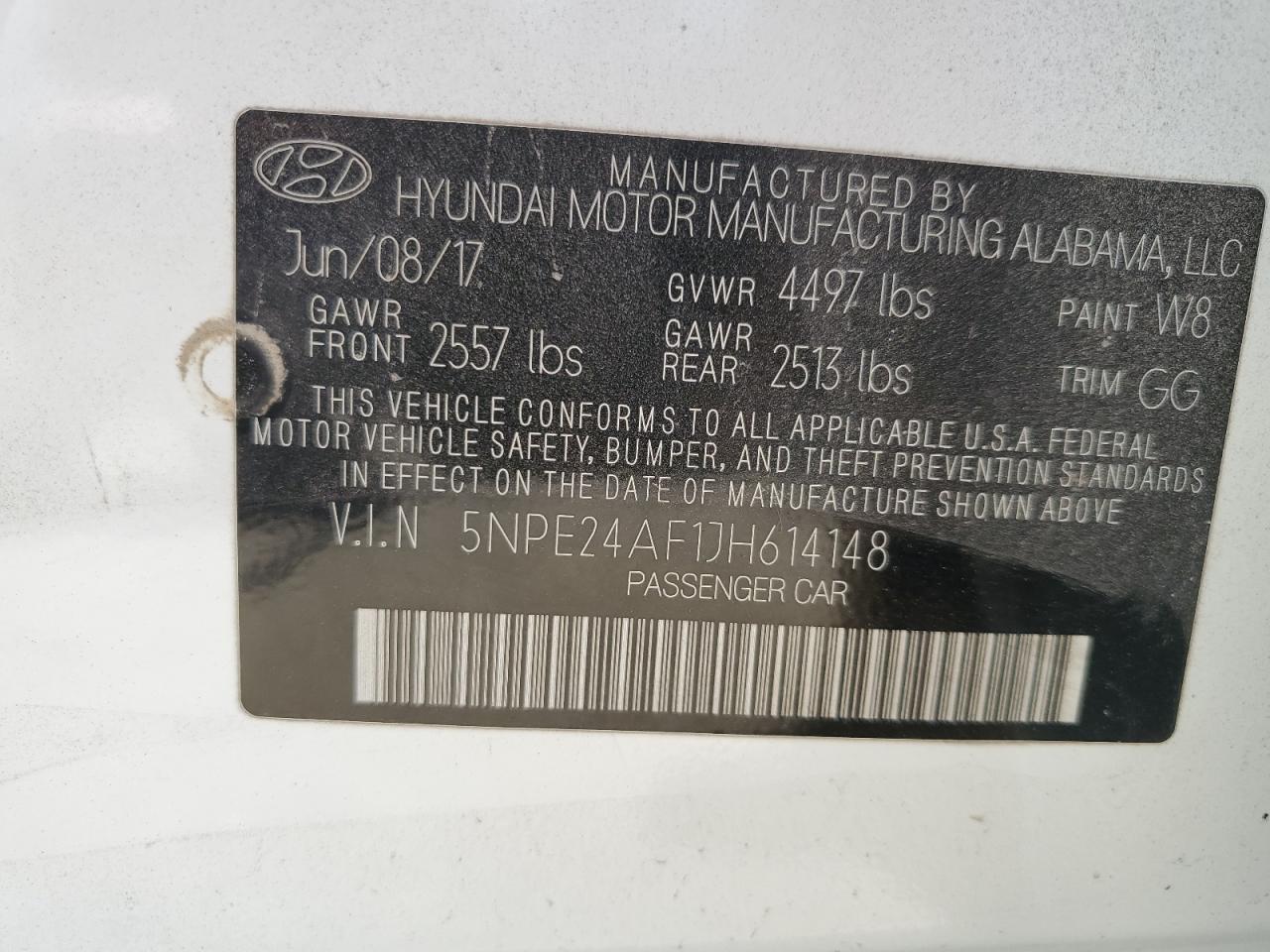 5NPE24AF1JH614148 2018 Hyundai Sonata Se