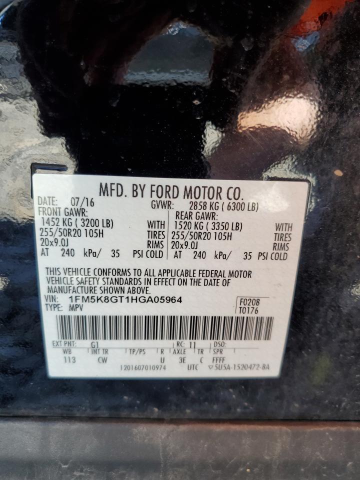 1FM5K8GT1HGA05964 FORD EXPLORER 2017
