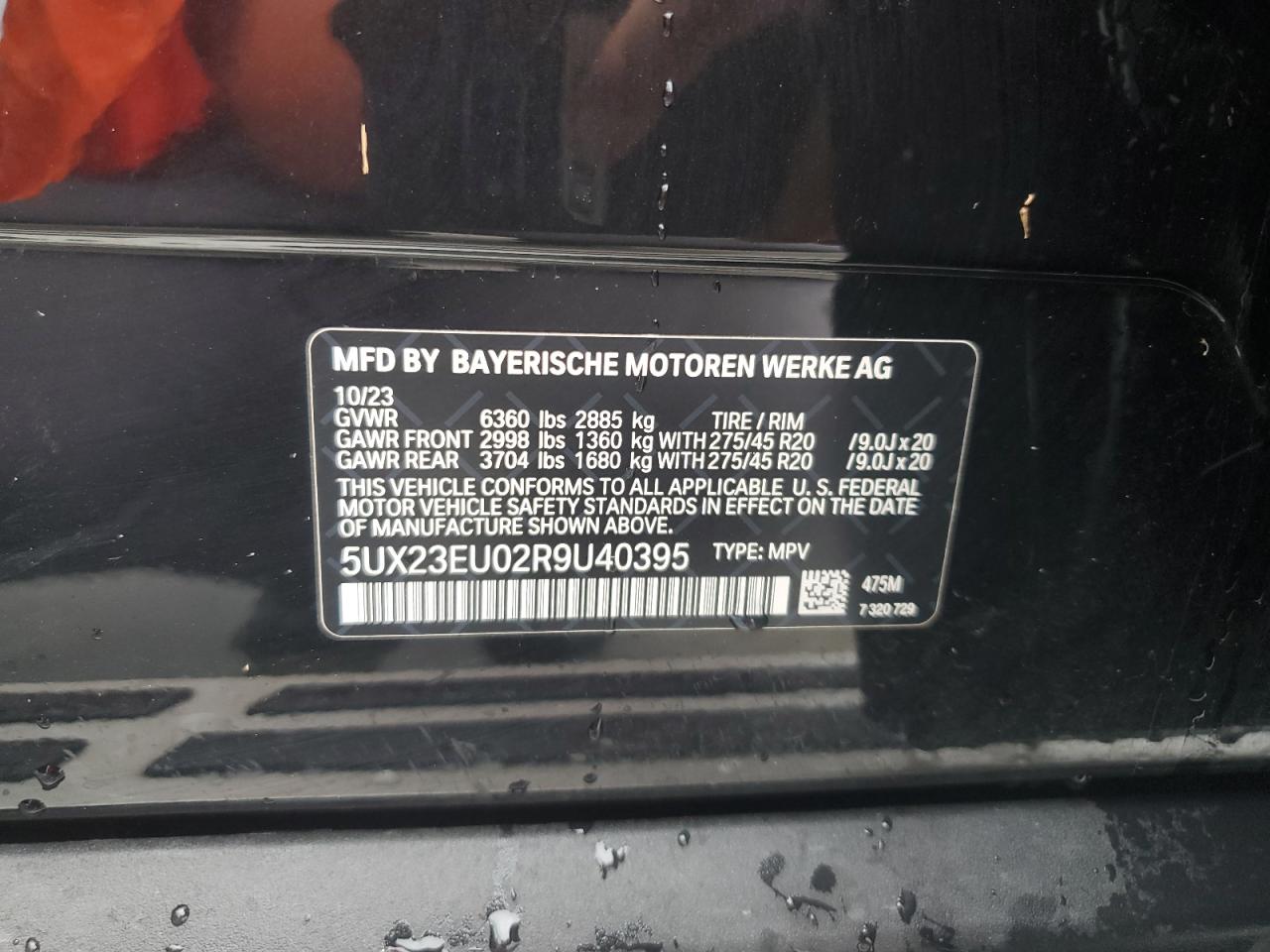 5UX23EU02R9U40395 2024 BMW X5 xDrive40I