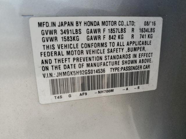 2016 Honda Fit Ex VIN: JHMGK5H92GS014536 Lot: 61030914