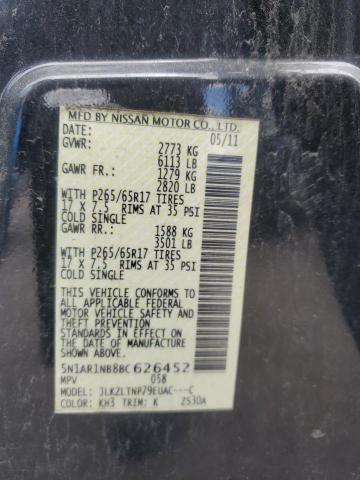 2011 Nissan Pathfinder S VIN: 5N1AR1NB8BC626452 Lot: 58730634