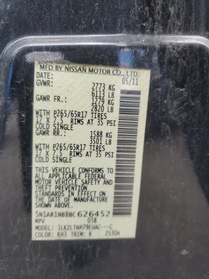 5N1AR1NB8BC626452 2011 Nissan Pathfinder S