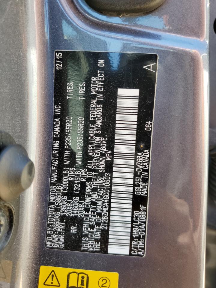 2T2BZMCA4GC010603 2016 Lexus Rx 350 Base