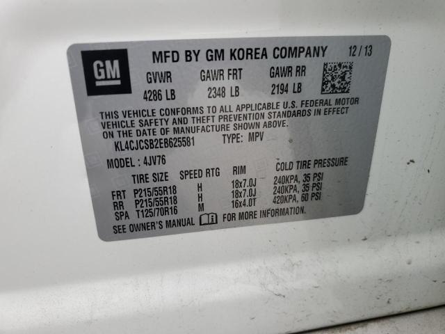 2014 Buick Encore VIN: KL4CJCSB2EB625581 Lot: 58558564