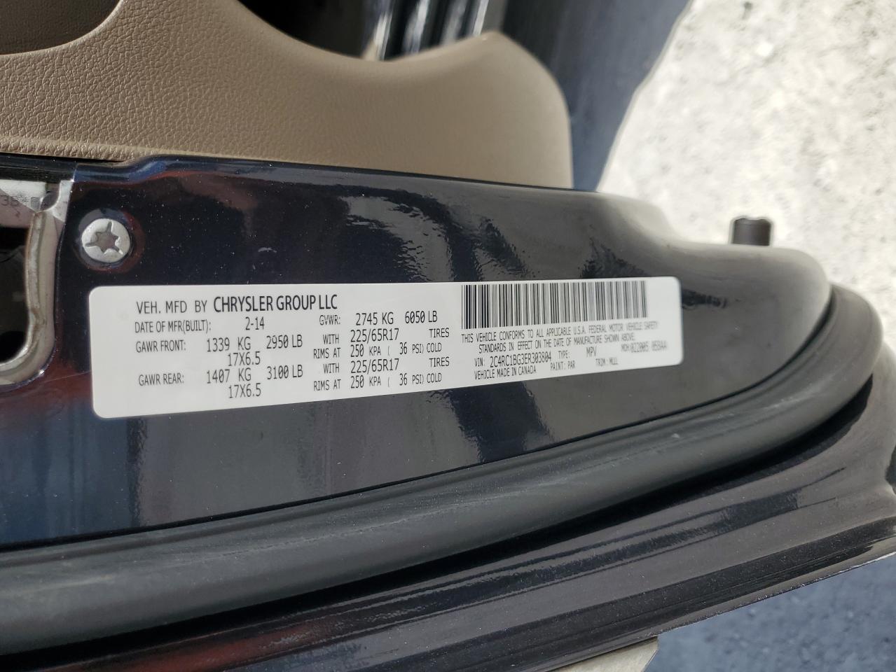 2C4RC1BG3ER303804 2014 Chrysler Town & Country Touring