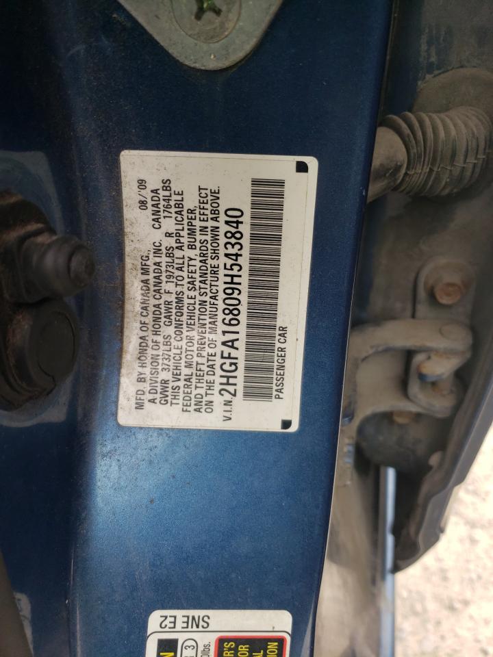 2HGFA16809H543840 2009 Honda Civic Ex