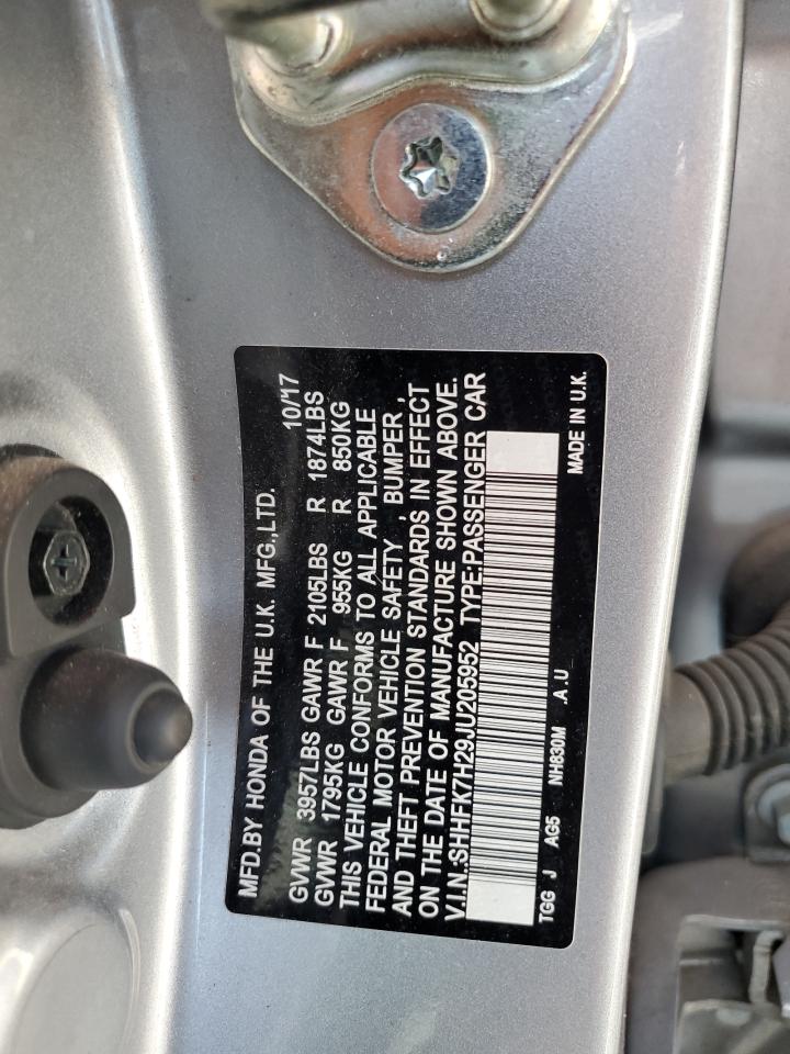 SHHFK7H29JU205952 HONDA CIVIC 2018