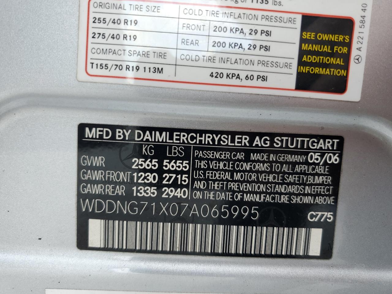 WDDNG71X07A065995 2007 Mercedes-Benz S 550