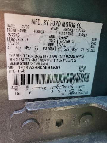 2010 Ford F250 Super Duty VIN: 1FTSW2BR0AEB15099 Lot: 58300254