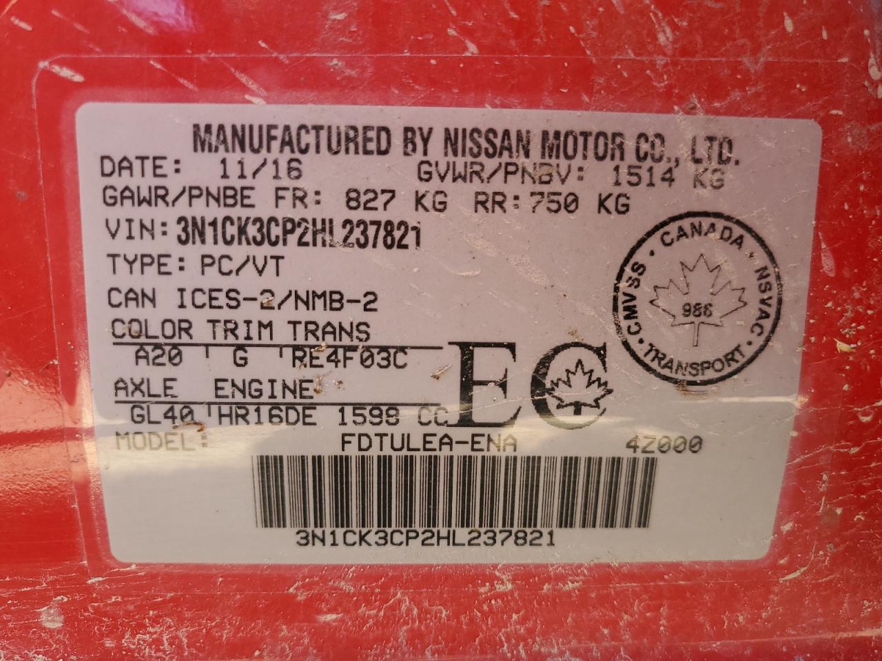 3N1CK3CP2HL237821 2017 Nissan Micra