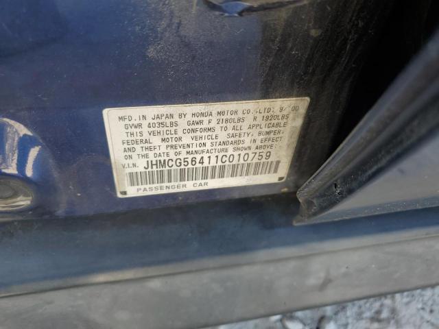 2001 Honda Accord Lx VIN: JHMCG56411C010759 Lot: 57174554