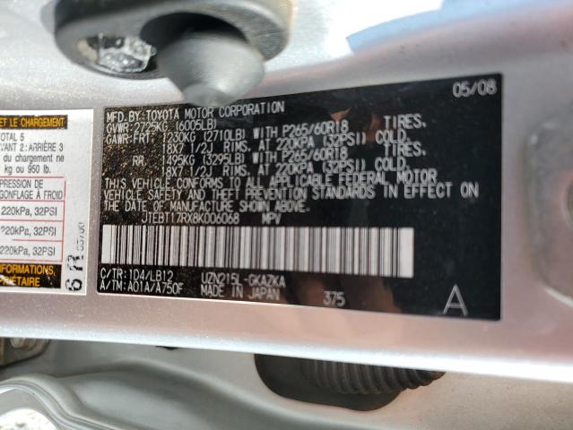 2008 Toyota 4Runner Limited VIN: JTEBT17RX8K006068 Lot: 60234814