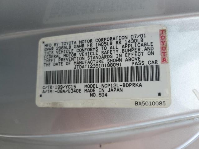 2001 Toyota Echo VIN: JTDAT123910188091 Lot: 57956184