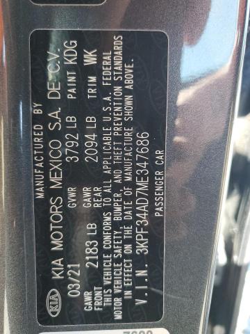 2021 Kia Forte Gt Line VIN: 3KPF34AD7ME347686 Lot: 59926214