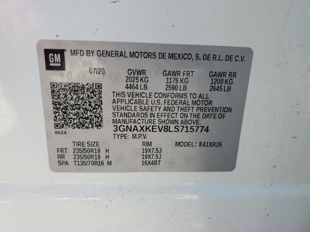 2020 Chevrolet Equinox Lt VIN: 3GNAXKEV8LS715774 Lot: 58826474