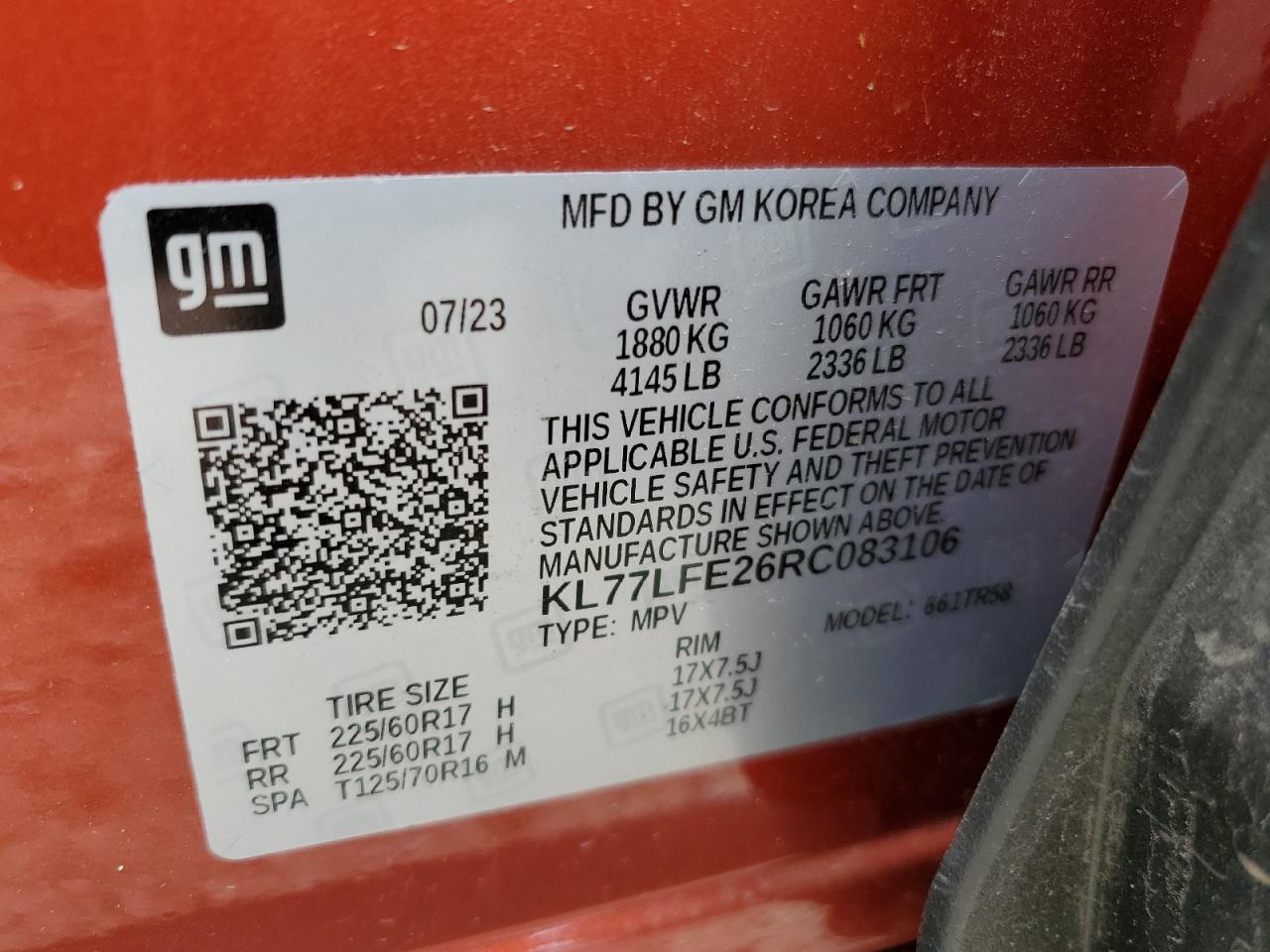 KL77LFE26RC083106 2024 Chevrolet Trax Ls