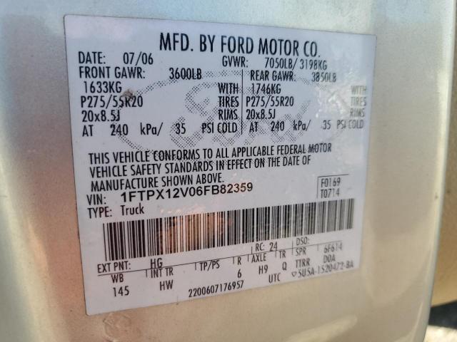 2006 Ford F150 VIN: 1FTPX12V06FB82359 Lot: 60882774