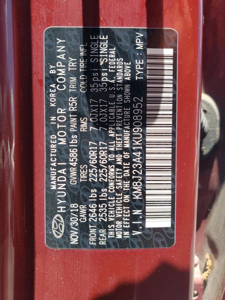 KM8J23A41KU908952 2019 Hyundai Tucson Se