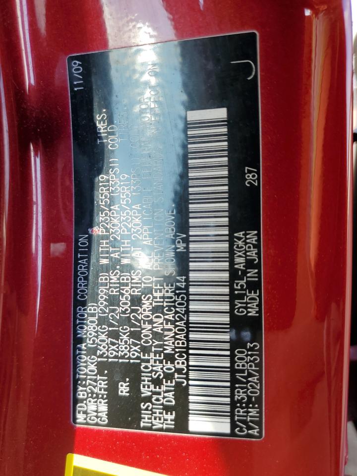 JTJBC1BA0A2405144 2010 Lexus Rx 450