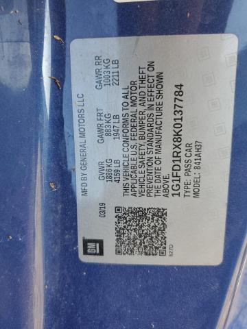 2019 Chevrolet Camaro Lt VIN: 1G1FD1RX8K0137784 Lot: 59642804