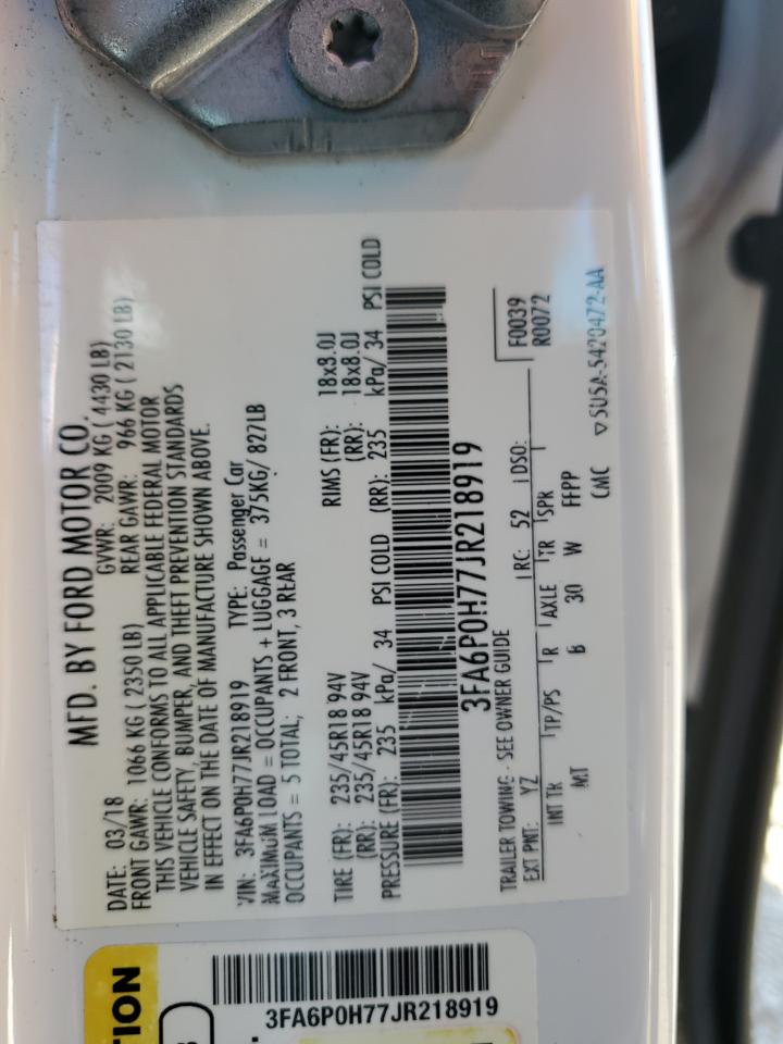 3FA6P0H77JR218919 FORD FUSION 2018