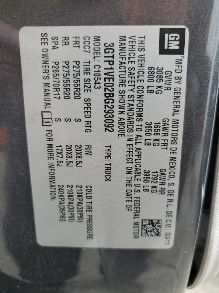 3GTP1VE02BG293092 2011 GMC Sierra C1500 Sle