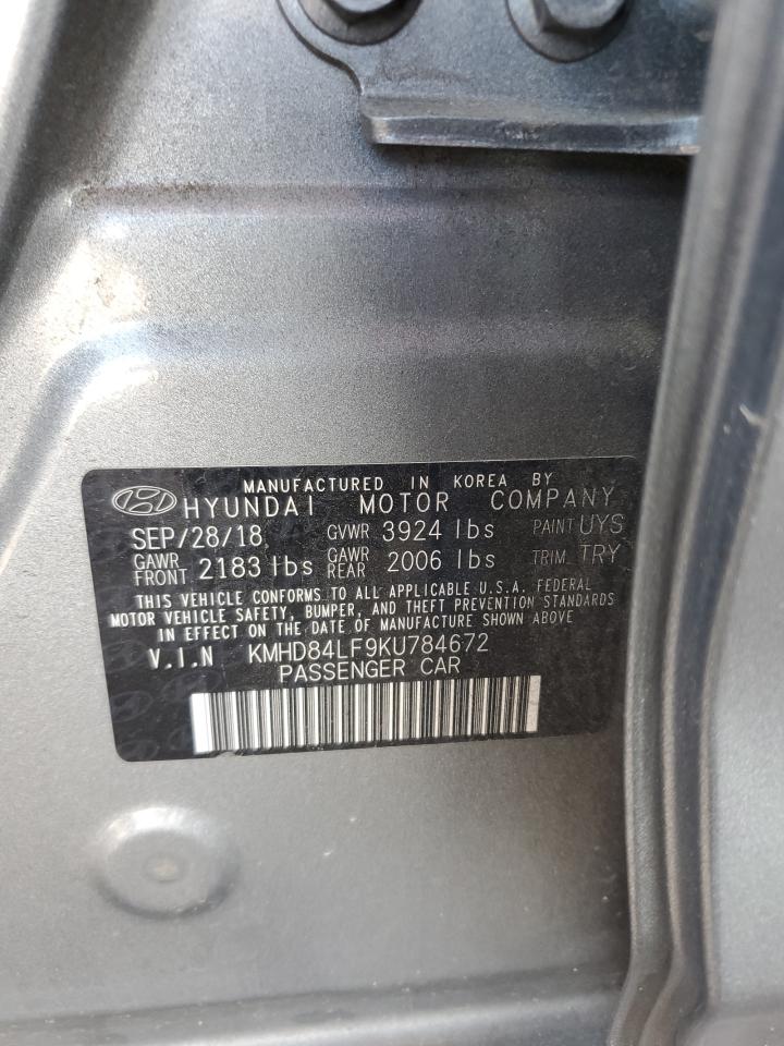 KMHD84LF9KU784672 2019 Hyundai Elantra Sel