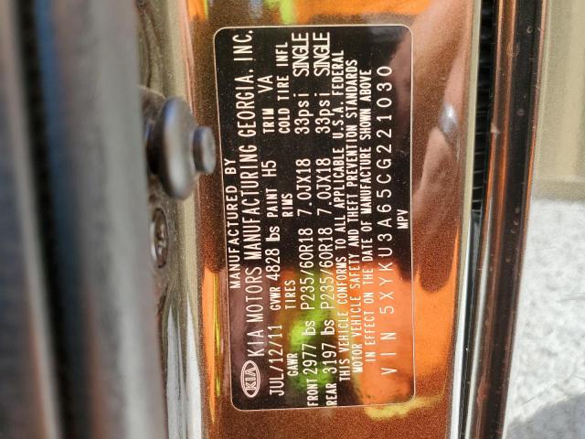 2012 Kia Sorento Ex VIN: 5XYKU3A65CG221030 Lot: 60120544