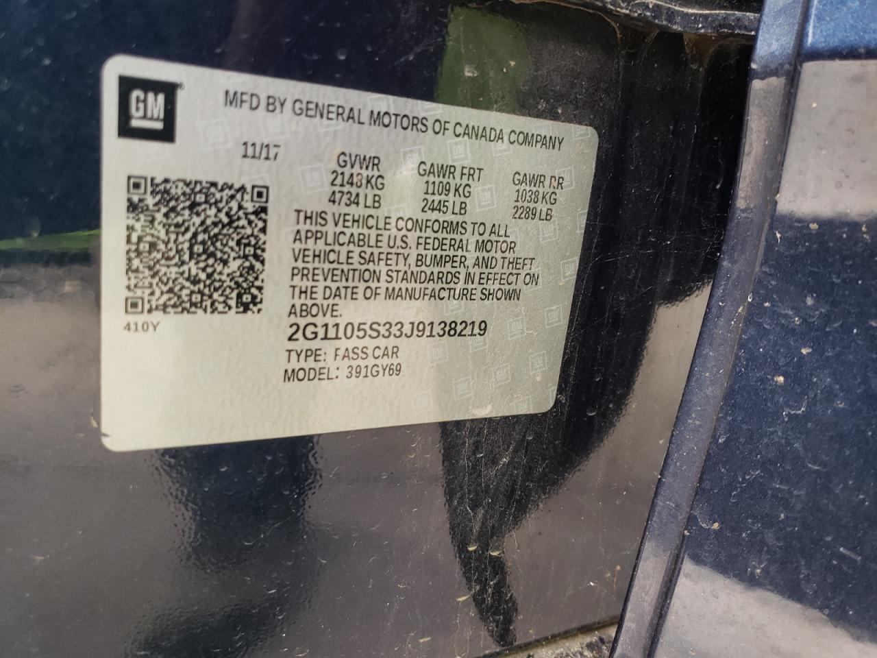 2G1105S33J9138219 CHEVROLET IMPALA 2018