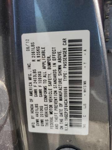 1HGCP2F84CA199698 2012 Honda Accord Exl