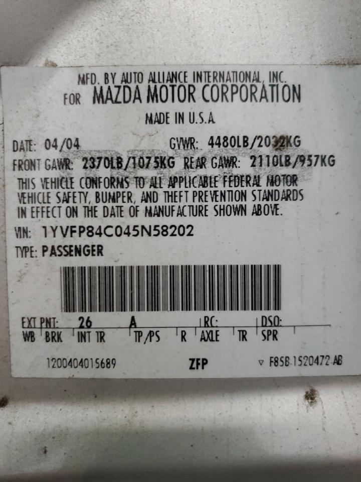 1YVFP84C045N58202 2004 Mazda 6 I