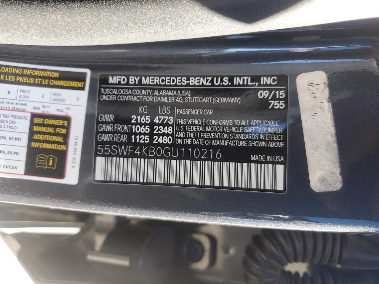 55SWF4KB0GU110216 2016 Mercedes-Benz C 300 4Matic