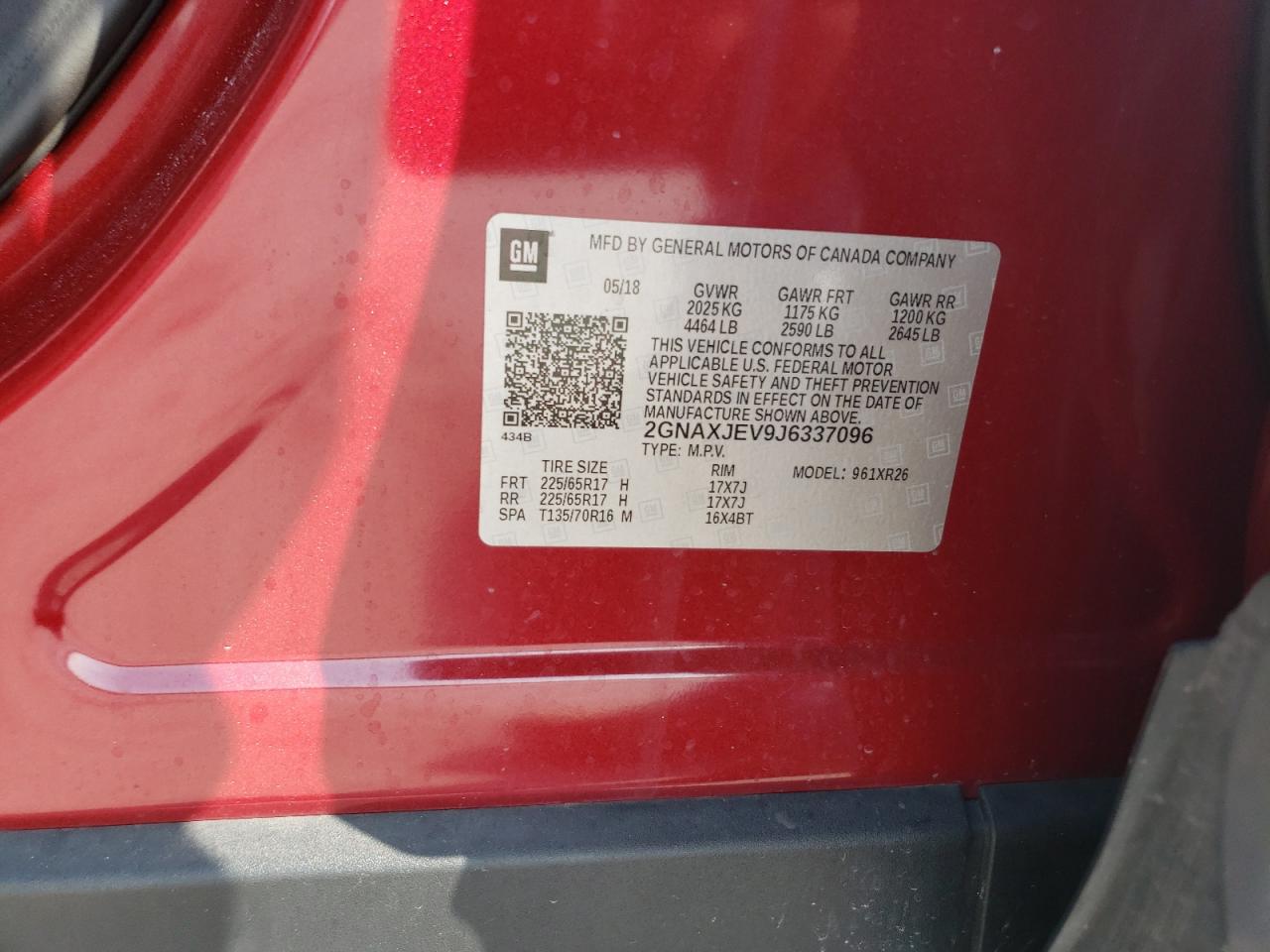 2GNAXJEV9J6337096 CHEVROLET EQUINOX 2018